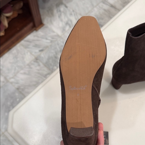 Splendid Dark Brown Suede Heeled Boots - Picture 4 of 6